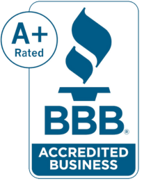 BBB Accredited Business badge with A+ rating for Ella's Bubbles walk-in tub manufacturer