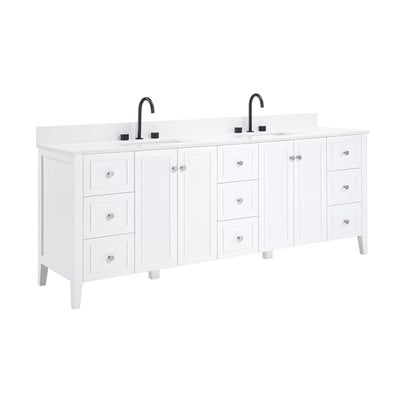 Meuble-lavabo moderne Lille avec plan en quartz blanc massif -
