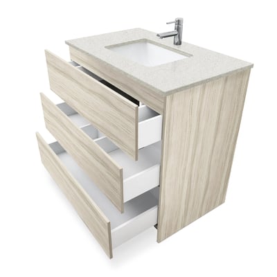 Mueble de baño moderno Element de 36″ con encimera de cuarzo y lavabo bajo encimera -
