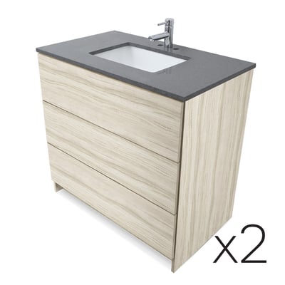 Combinación de lavabo moderno Element de pie de 92" y 102" con encimera de cuarzo -