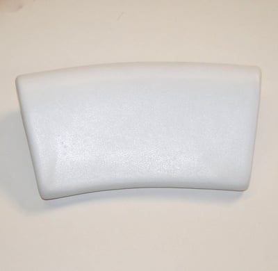 White removable rubber back rest pillow with curved ergonomic shape for walk-in tub comfort and neck support