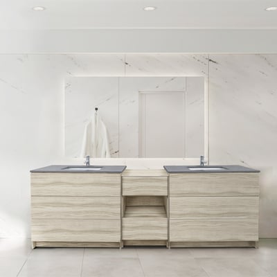 Combinación de lavabo moderno Element de pie de 92" y 102" con encimera de cuarzo -