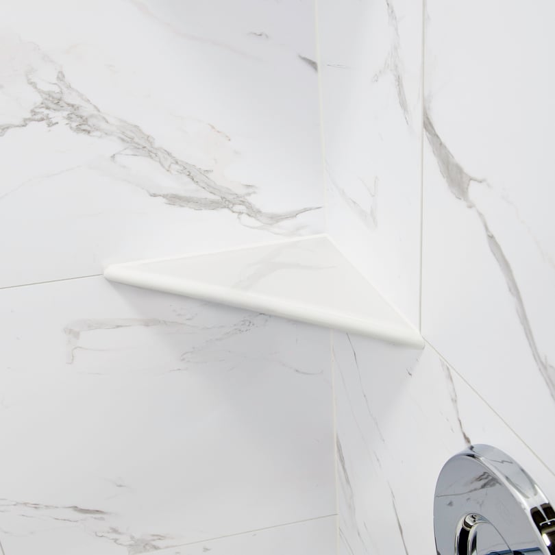 Acrylic Corner Shower Shelf Glossy White - Image 2