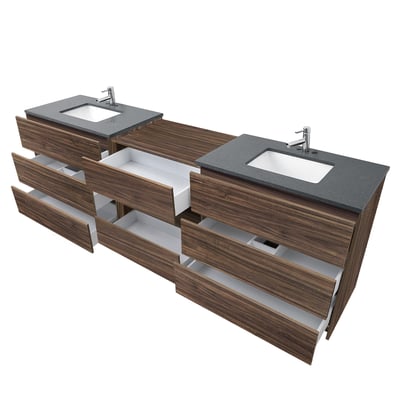Combinación de lavabo moderno Element de pie de 92" y 102" con encimera de cuarzo -