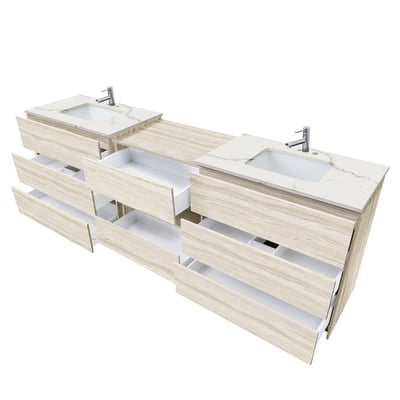 Combinación de lavabo moderno Element de pie de 92" y 102" con encimera de cuarzo -