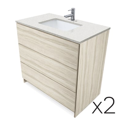 Combinación de lavabo moderno Element de pie de 92" y 102" con encimera de cuarzo -