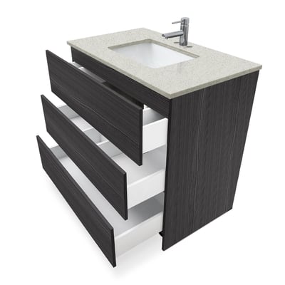 Mueble de baño moderno Element de 36″ con encimera de cuarzo y lavabo bajo encimera -