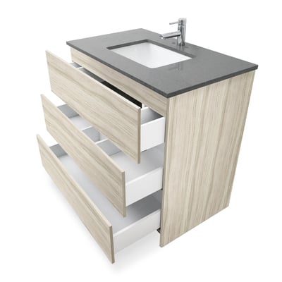 Mueble de baño moderno Element de 36″ con encimera de cuarzo y lavabo bajo encimera -
