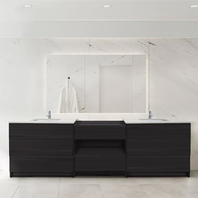 Combinación de lavabo moderno Element de pie de 92" y 102" con encimera de cuarzo -