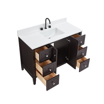 Meuble-lavabo moderne Lille avec plan en quartz blanc massif -
