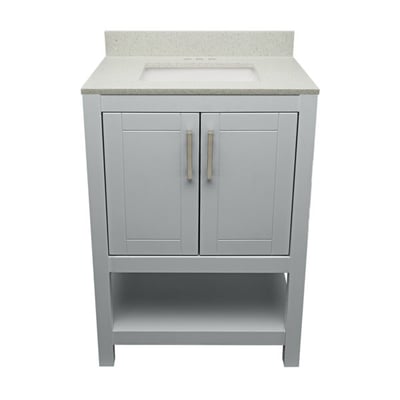 Meuble sous-vasque simple Taos avec plan en marbre reconstitué ou en pierre de quartz -