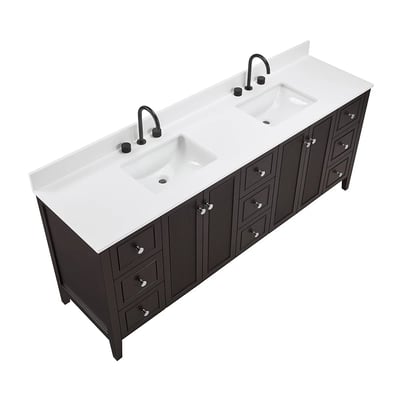 Meuble-lavabo moderne Lille avec plan en quartz blanc massif -
