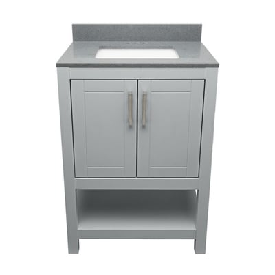 Meuble sous-vasque simple Taos avec plan en marbre reconstitué ou en pierre de quartz -