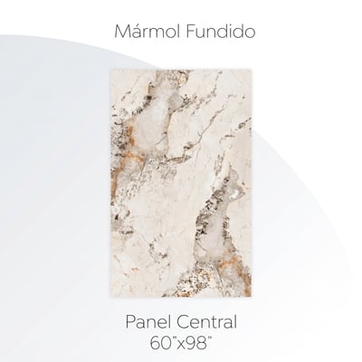 Panel central de pared de ducha Molten Marble en blanco crema con vetas doradas y grises - 60x98 pulgadas