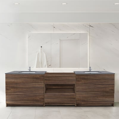 Combinación de lavabo moderno Element de pie de 92" y 102" con encimera de cuarzo -