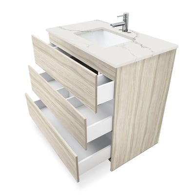 Mueble de baño moderno Element de 36″ con encimera de cuarzo y lavabo bajo encimera -
