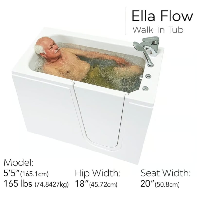Clearance Ella Flow 28″x48″ Acrylic Hydro Therapy Massage Walk In Bathtub, RH door and drain. serial #S00082