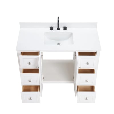 Meuble-lavabo moderne Lille avec plan en quartz blanc massif -