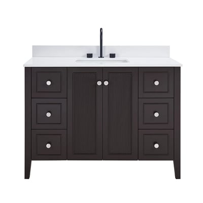 Meuble-lavabo moderne Lille avec plan en quartz blanc massif -