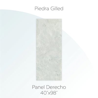 Panel derecho de pared de ducha Gilled Stone de Ella's Bubbles de 102 × 249 cm con acabado de aspecto mármol gris