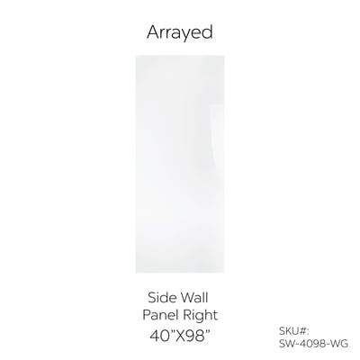 Ella's Bubbles Arrayed gloss white acrylic right side wall panel for accessible shower stall, 40x98 inches, SKU SW-4098-WG