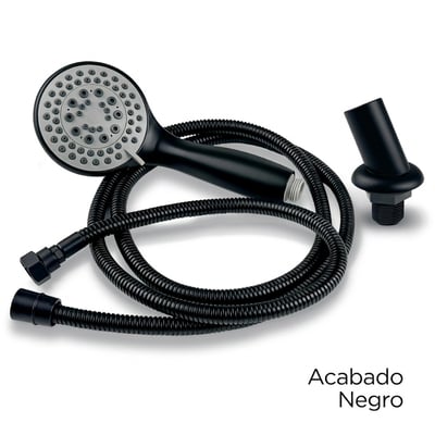 Conjunto de grifo de llenado rápido de 5 piezas para bañera con puerta Ella con caño curvo y palancas en acabado negro mate