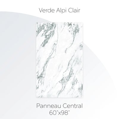 Panneau central de paroi de douche aspect marbre Verde Alpi Light blanc avec veines vert-gris, 152x249 cm