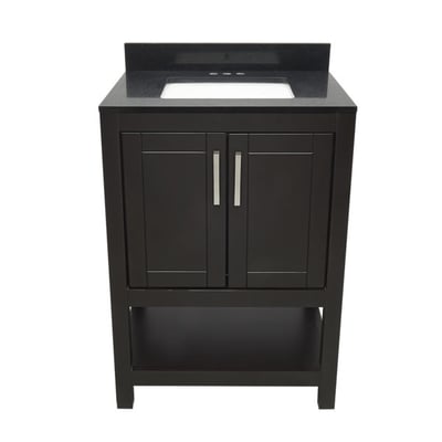 Meuble sous-vasque simple Taos avec plan en marbre reconstitué ou en pierre de quartz -