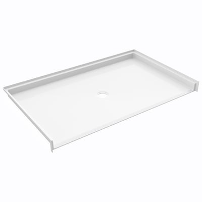 Base de ducha Ella blanca de acrílico de 62x38, accesible para sillas de ruedas, desagüe central y entrada sin barreras compatible con ADA