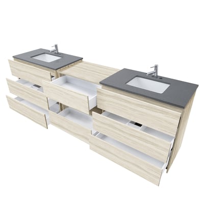 Combinación de lavabo moderno Element de pie de 92" y 102" con encimera de cuarzo -