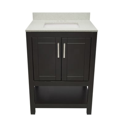 Meuble sous-vasque simple Taos avec plan en marbre reconstitué ou en pierre de quartz -