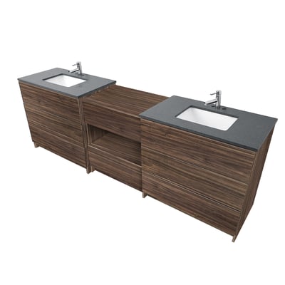 Combinación de lavabo moderno Element de pie de 92" y 102" con encimera de cuarzo -