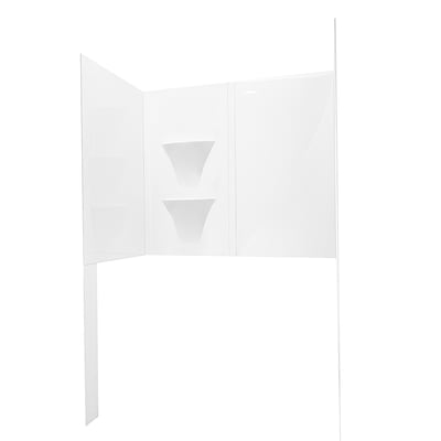 Walk In Tub Wall Surround Kit Solid White Glossy - 2 Shelves -