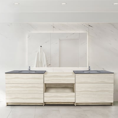Combinación de lavabo moderno Element de pie de 92" y 102" con encimera de cuarzo -