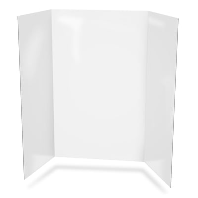 White glossy three-panel shower wall surround kit shown from the front on a white background