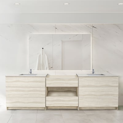 Combinación de lavabo moderno Element de pie de 92" y 102" con encimera de cuarzo -