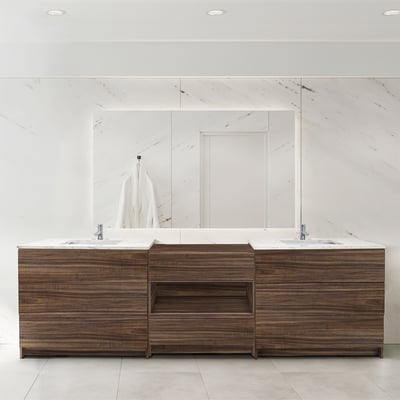 Combinación de lavabo moderno Element de pie de 92" y 102" con encimera de cuarzo -