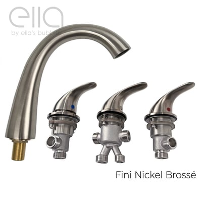 Ensemble de robinet de baignoire à porte 5 pièces Ella's Bubbles finition nickel brossé avec douchette à main et flexibles tressés