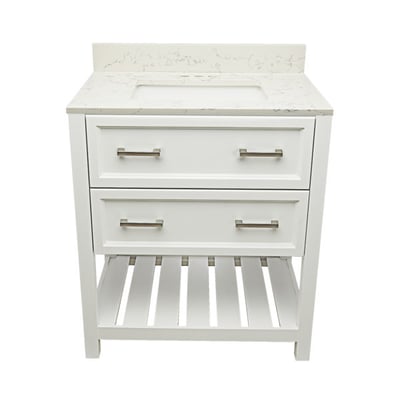 Meuble-lavabo Tremblant avec plan – en marbre reconstitué ou en pierre de quartz -