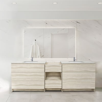 Combinación de lavabo moderno Element de pie de 92" y 102" con encimera de cuarzo -