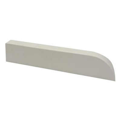White cultured marble 15-inch shower wall mount shelf with rounded corner edge shown at an angle