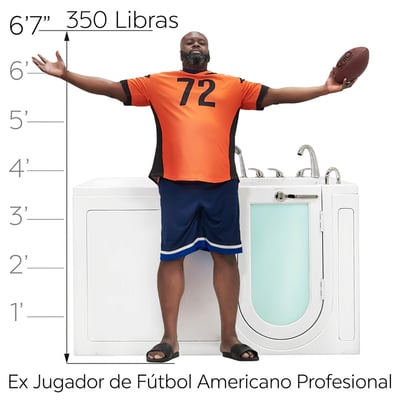 Bañera de hidromasaje Big4One con puerta de apertura exterior 33″ x 66″ (84 x 168cm) Tecnología de doble desagüe