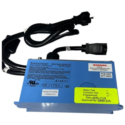 Contrôleur de double charge Touchstone IMC-296-01-02-01 avec câbles d’alimentation noirs pour systèmes de baignoires à porte à jets.