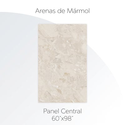 Panel central de pared de ducha Marble Sands en tonos beige y gris - panel de revestimiento para ducha accesible de 60x98 pulgadas