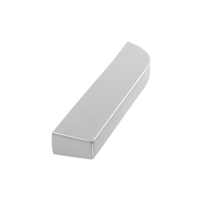 Polished chrome rectangular wall mount corner shelf with smooth curved top edge for accessible shower installation
