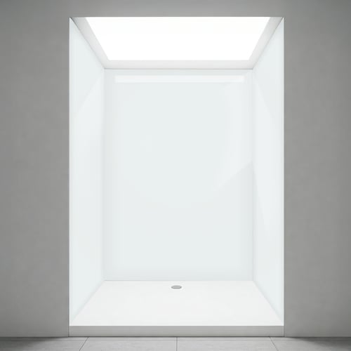 Minimalist custom acrylic shower wall panel with clean white finish and modern design for bathroom remodel