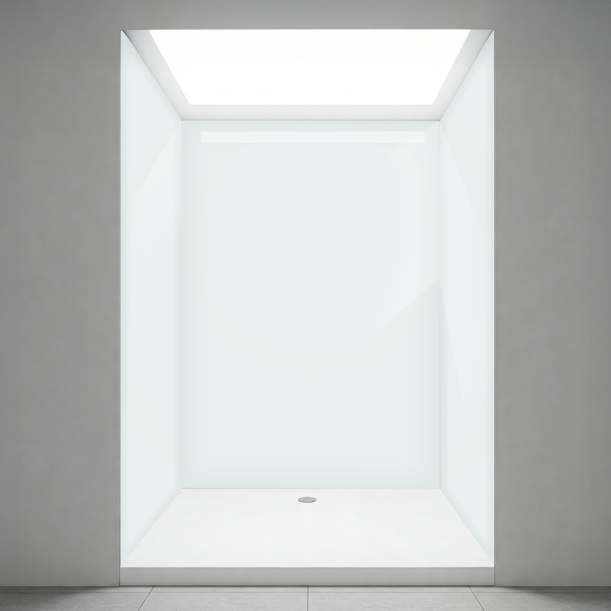 Minimalist custom acrylic shower wall panel with clean white finish and modern design for bathroom remodel