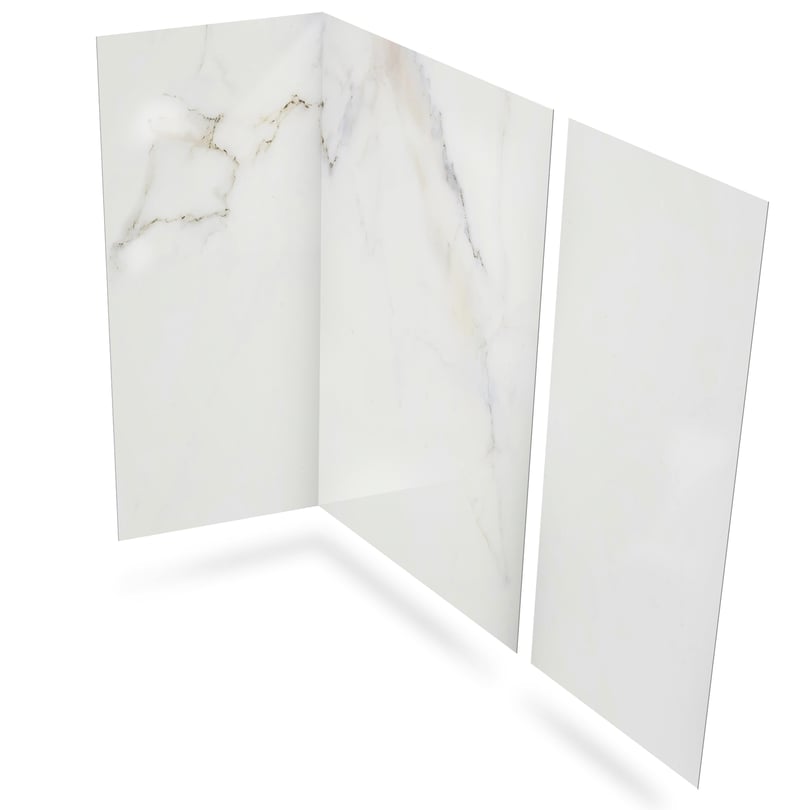 acrylic-3-panel-shower-wall-kit-calacatta-chic-printed-lateral-view-white-glossy-finish