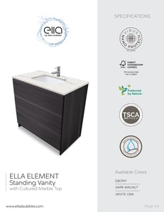 Combinación de lavabo moderno Element de pie de 92" y 102" con encimera de cuarzo -