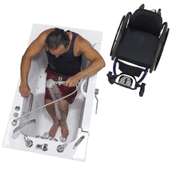 Transfer60 Wheelchair Accessible Walk-In tub – 30″ x 60″ (76 x 152cm), Dual Drain Technology